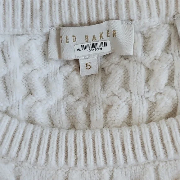 Ted Baker Mereda Cable Knit Peplum Sweater In Ivory Size 5 - Picture 7 of 7